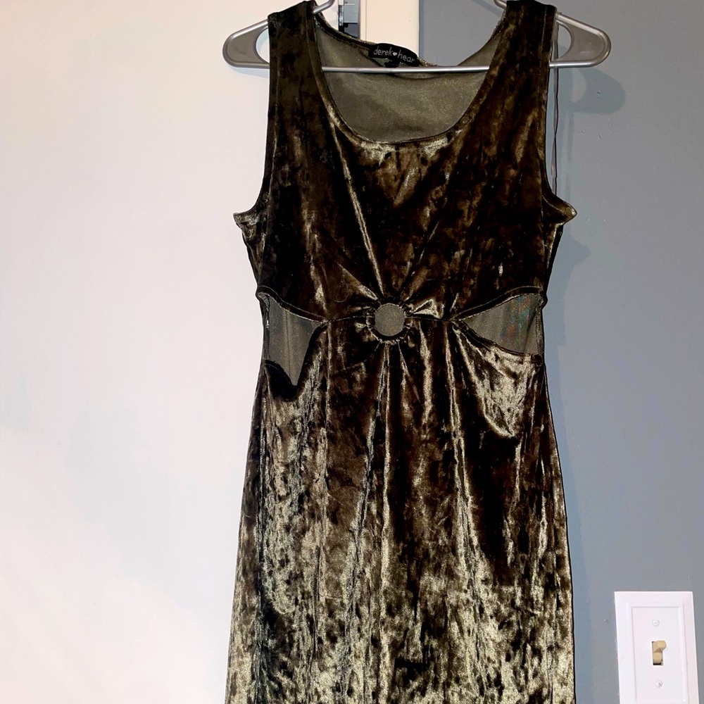Velvety party dress with cut out sides